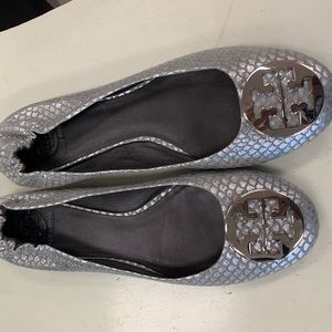 Tory Burch Silver Ballet Flats